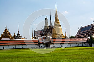 Wat Phra Kaew temple of the Emerald Buddha is regarded as the most sacred Buddhist temple in Bangkok