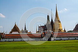 Wat Phra Kaew temple of the Emerald Buddha is regarded as the most sacred Buddhist temple in Bangkok