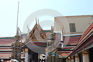 Wat Phra Kaew temple `s the hfirst gate with guardians, the front Koei Sadet Gate photo