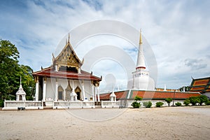 Wat Phra Mahathat Woramahawihan with nice sky at Nakhon Si Thammarat in Thailand