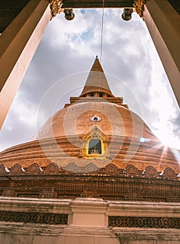 Wat Phra Pathom Chedi Ratchaworamahawihan or Wat Phra Pathommachedi Ratcha Wora Maha Wihan, in Nakhon Pathom, Thailand