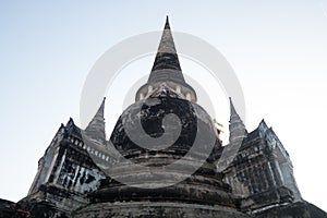 Wat Phra Si Sanphet ancient temple in Ayutthaya Thailand . old pagoda is so Faithful .