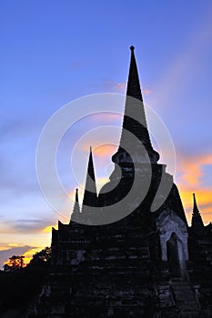 Wat Phra Si Sanphet sunset, Ayutthaya, Thailand