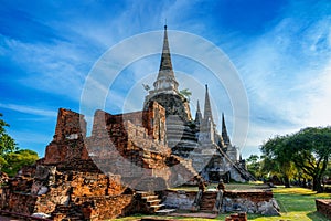 Wat Phra Si Sanphet temple in Ayutthaya Historical Park, Ayutthaya Province, Thailand. UNESCO world heritage.