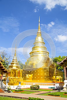 The Wat Phra Sing Temple with blue sky of Chiangmai Thailand