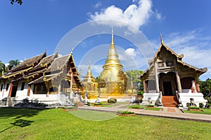 The Wat Phra Sing Temple with blue sky of Chiangmai Thailand