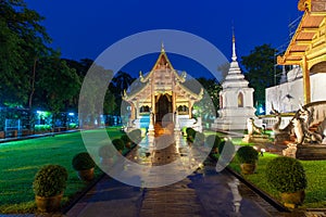 Wat Phra Singh Temple at night, Chiang Mai.