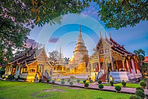 Wat Phra Singh temple in the old town center of Chiang Mai