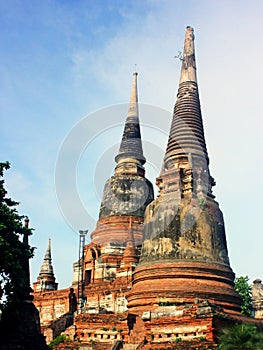 Wat Phra Sri Sanphet, Ancient temple in the old Royal Palace of the capital Ayutthaya, Thailand