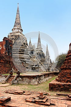 Beautiful Wat Phra Sri Sanphet, ruins of the ancient royal temple of the capital, Ayutthaya, Thailand.