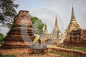 Wat Phra Sri Sanphet temple with buddha, Ayutthaya, Chao Phraya Basin, Central Thailand, Thailand