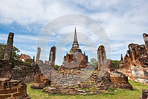 Wat Phra Sri Sanphet Temple site in the old capital of Thailand, Ayu