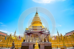 Wat Phrathat Hariphunchai Golden pagoda.