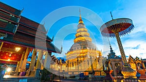 Wat Phrathat Hariphunchai Voramahvihan Famous Temple of Lumphun, Thailand