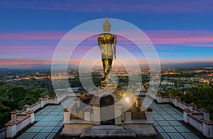 Wat Phrathat Khao Noi with Sunrise and the mist. This temple is the best location view of Nan province, Thailand