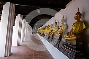 2020 - Wat Phuthaisawan Buddha statue around the balcony with ancient Ayutthaya Architecture style promote by UNESCO photo