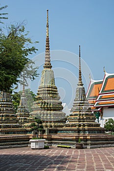 Wat Po Chedis in Bangkok, Thailand