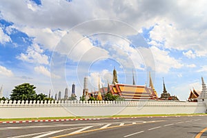 Wat Pra Kaew The grand palace against the clouds and blue sky vi