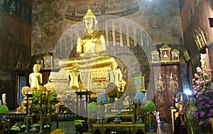 Golden Buddha Statue in Temple ,Bangkok photo