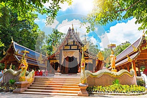 Wat rampoeng beautiful Thai temple art and culture travel landmark at Chiang mai