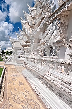 Wat Rong Khun close up details of facade ornamentation details