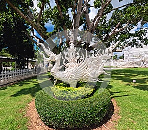 Wat Rong Khun Landscape with topiary