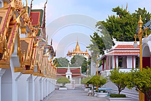 Wat Saket Golden mountain and Wat Ratchanadda Loha Prasat in the same frame.