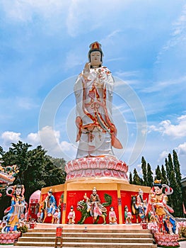 Wat Saman Rattanaram flower petals temple in Chachoengsao, Thailand