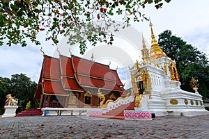 Wat Song Yot,A beautiful old temple in the middle of the valley in Mae Chaem District, Chiang Mai Province. Thailand