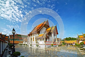 Wat Suthat Thepphawararam with blue sky background