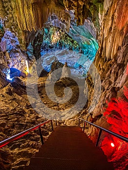 Wat Suwan Khuha temple in the cave with buddha statues, in Phang Nga, Thailand