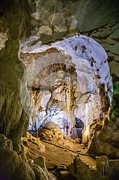 Wat Suwan Khuha temple in the cave with buddha statues, in Phang Nga, Thailand