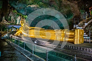 Wat Suwan Khuha temple in the cave with buddha statues, in Phang Nga, Thailand