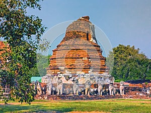 Wat thammikarat temple, Unesco World Heritage, in Ayutthaya, Thailand