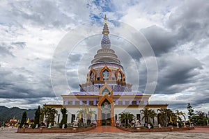 Wat Thaton Crystal Pagoda with dramatic cloudy.