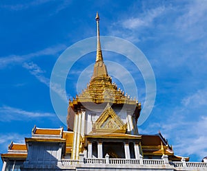 Wat Trai Mit beautiful architecture And sky blue