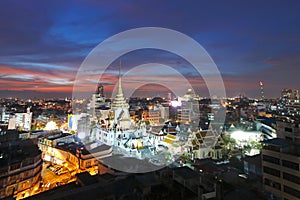 Wat Traimit at sunset Temple of the Golden Buddha