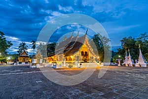 Wat Xieng Thong, the most popular temple in Luang Pra bang, Laos at night