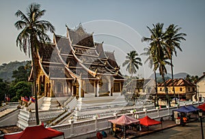 Wat Xieng Thong temple at sunset, luang prabang, laos