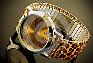 Watch with animal print strap