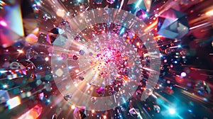 Watch as a kaleidoscope of vibrant colors erupts in an explosive holographic prism breakou