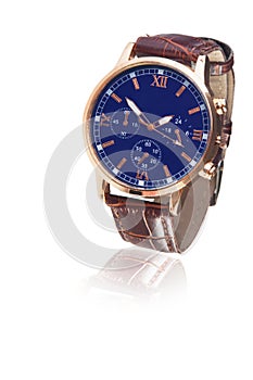 Watch with  blue clock face