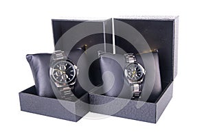 Watch in box on a background