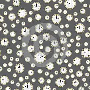 Watch clock dial colorful seamless pattern time background graphic circle sign antique chronometer vector illustration.