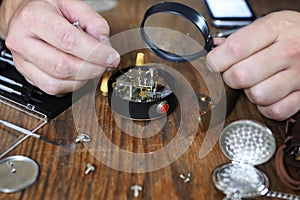 Watch clock repair retro concept working hard in a past