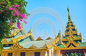 Pyathat roof of Tatmadaw Hall, Yangon, Myanmar photo