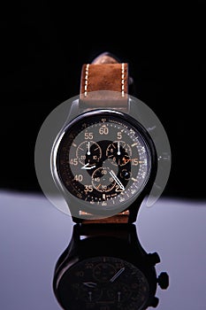 Watch expedition arrow with brown leather strap