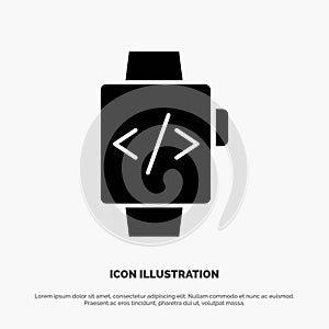 Watch, Hand Watch, Time Clock solid Glyph Icon vector