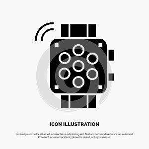Watch, Hand Watch, Timer, Education Solid Black Glyph Icon