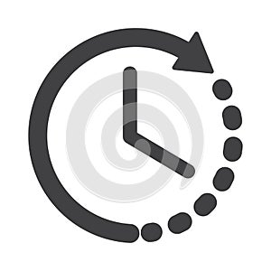 Watch icon.alarm time axis black arrow and point icon.Timer countdown icon
